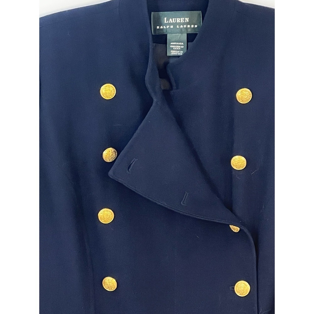 Ralph Lauren Women's Jacket Pea Coat Navy Blazer Size Large XL Vtg Classic USA - Picture 3 of 14